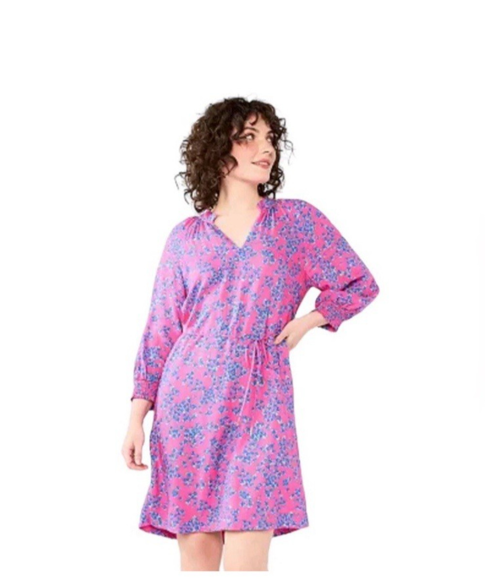 Draper James RSVL Floral Smocked Preppy Cottagecore Mini Dress Pink Blue Large L